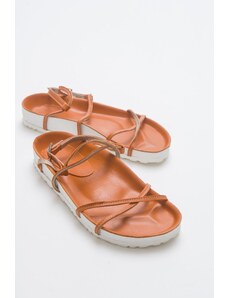 LuviShoes Muse Women's Genuine Leather Orange Sandals