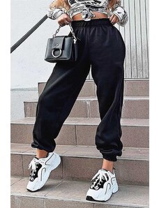 Madmext Mad Girls Black Oversize Women's Tracksuit with Elastic Legs Mg324