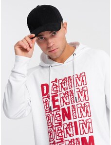 Ombre Men's non-stretch kangaroo sweatshirt with hood and print - white