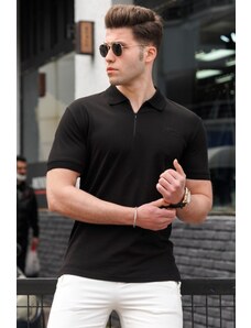 Madmext Men's Black Polo Neck Knitwear T-shirt 5248