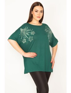 Şans Women's Green Large Size Stone Detailed Tunic