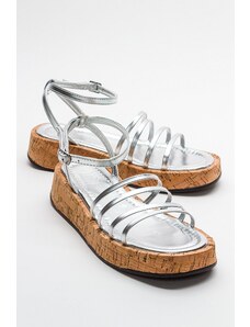 LuviShoes ANGELA Women's Metallic Silver Sandals