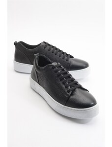 LuviShoes Renno Black White Leather Men's Shoes