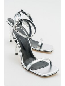 LuviShoes Edwin Women's Metallic Silver Heeled Shoes