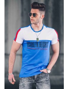 Madmext Men's Blue Color Block Printed T-Shirt 2975