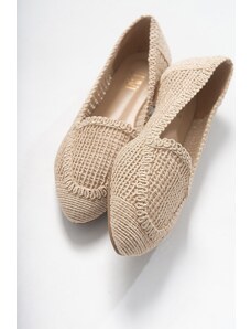 LuviShoes Women's Cream Knitted Ballerina Shoes