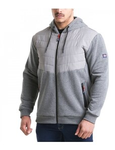 Lee Cooper Zip Through Hooded Quilted Sweat Jacket Grey