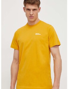 Bavlněné tričko Jack Wolfskin žlutá barva, 1808382