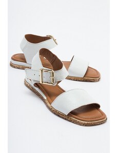 LuviShoes 713 White Women's Genuine Leather Sandals