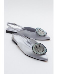 LuviShoes GEVEL Women's Silver Satin Ballet Flats