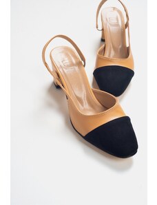 LuviShoes Skin Toning Black Suede Women's Heeled Shoes