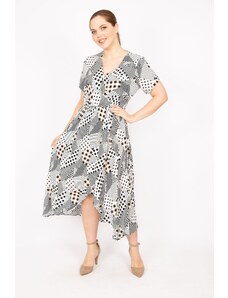 Şans Women's Plus Size Mink Weave Viscose Fabric Skirt with Elastic Wrap Waist Dress