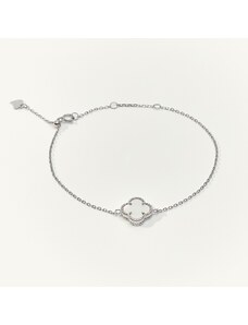 SilveAmo Luxusní stříbrný náramek Perleťový čtyřlístek