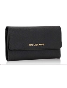 Michael Kors kožená velká peněženka Michael Kors Trifold saffiano leather černá