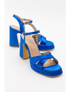 LuviShoes Lello Royal Blue Satin Women's Heeled Shoes