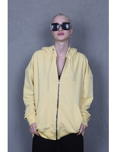 Madmext Yellow Hooded Basic Sweatshirt