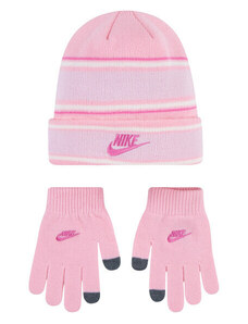 Nike multi stripe beanie set PINK