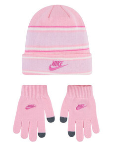 Nike multi stripe beanie set PINK