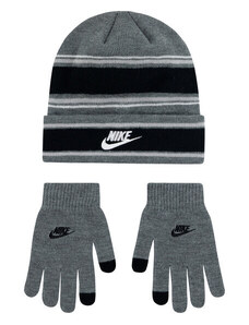 Nike multi stripe beanie set HEATHER