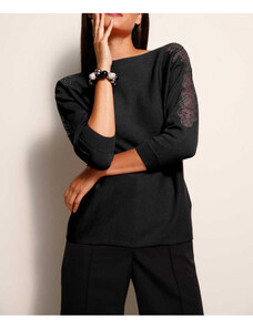 Černý svetr s hedvábím a krajkou, Création L Premium