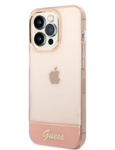 Guess PC/TPU Camera Outline Translucent pouzdro pro iPhone 14 Pro Max růžová