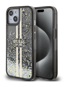 Guess PC/TPU Liquid Glitter Stripe Zadní Kryt pro iPhone 15 černá