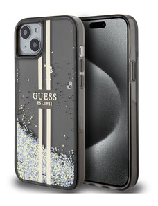Guess PC/TPU Liquid Glitter Stripe pouzdro pro iPhone 15 Plus černá