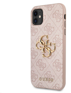 Guess PU 4G Metal Logo Zadní Kryt pro iPhone 11 růžová