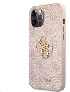 Guess PU 4G Metal Logo pouzdro pro iPhone 12/12 Pro růžová