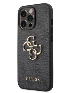 Guess PU 4G Metal Logo pouzdro pro iPhone 14 Pro šedá
