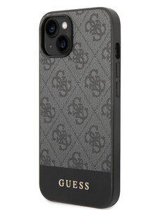 Guess PU 4G Stripe Zadní Kryt pro iPhone 14 Plus šedá