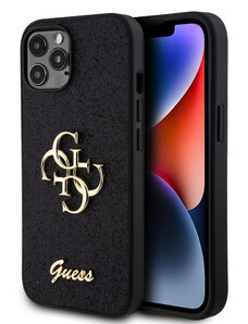 Guess PU Fixed Glitter 4G Metal Logo pouzdro pro iPhone 12/12 Pro černá