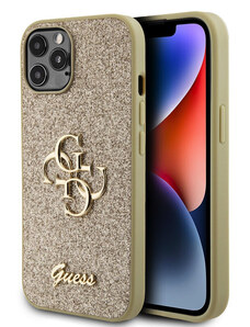 Guess PU Fixed Glitter 4G Metal Logo pouzdro pro iPhone 12/12 Pro zlatá