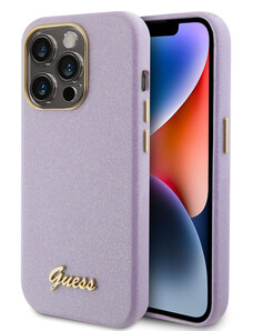 Guess PU Glitter Full Wrapped pouzdro pro iPhone 15 Pro Max Lilac