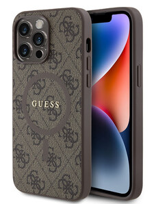 Guess PU Leather 4G Colored Ring MagSafe pouzdro pro iPhone 14 Pro Max hnědá