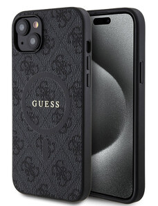 Guess PU Leather 4G Colored Ring MagSafe pouzdro pro iPhone 15 Plus černá