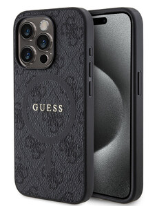 Guess PU Leather 4G Colored Ring MagSafe pouzdro pro iPhone 15 Pro černá