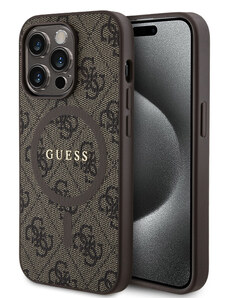 Guess PU Leather 4G Colored Ring MagSafe pouzdro pro iPhone 14 Pro hnědá