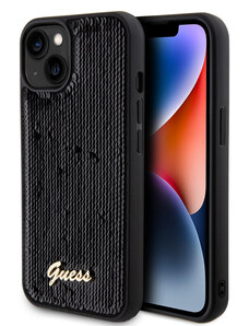 Guess Sequin Script Logo pouzdro pro iPhone 13 černá