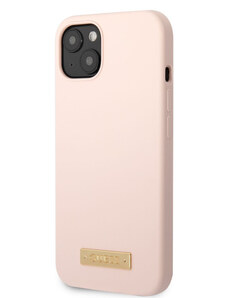 Guess Silicone Metal Logo MagSafe Kompatibilní Zadní Kryt pro iPhone 13 růžová