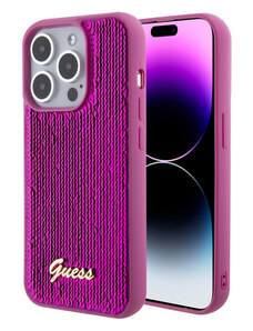 Guess Sequin Script Logo pouzdro pro iPhone 15 Magenta