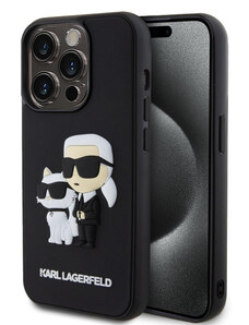 Karl Lagerfeld 3D Rubber Karl and Choupette Zadní Kryt pro iPhone 13 Pro černá