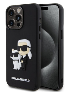 Karl Lagerfeld 3D Rubber Karl and Choupette Zadní Kryt pro iPhone 14 Pro Max černá