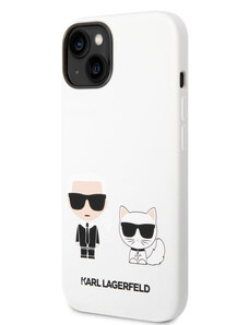 Karl Lagerfeld and Choupette Liquid Silicone Zadní Kryt pro iPhone 14 Plus bílá