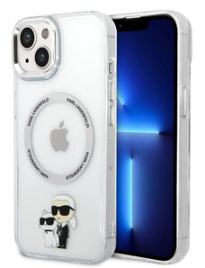 Karl Lagerfeld IML Karl and Choupette NFT MagSafe pouzdro pro iPhone 15 Plus transparentní