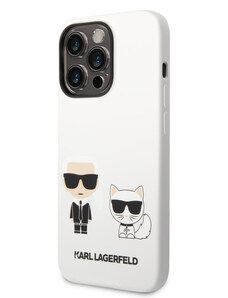 Karl Lagerfeld and Choupette Liquid Silicone Zadní Kryt pro iPhone 14 Pro bílá