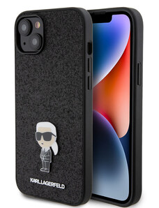 Karl Lagerfeld Fixed Glitter Metal Ikonik pouzdro pro iPhone 15 Plus černá