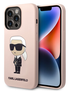 Karl Lagerfeld Liquid Silicone Ikonik NFT pouzdro pro iPhone 15 Pro růžová