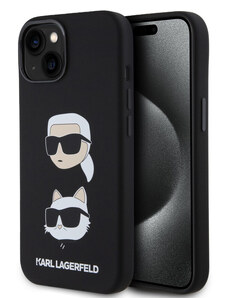 Karl Lagerfeld Liquid Silicone Karl and Choupette Heads pouzdro pro iPhone 15 černá