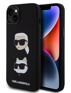 Karl Lagerfeld Liquid Silicone Karl and Choupette Heads pouzdro pro iPhone 15 Plus černá